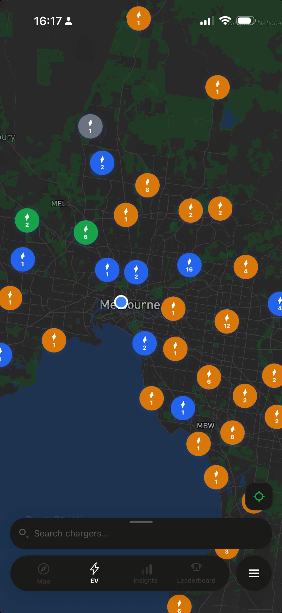 FuelSense EV charger map