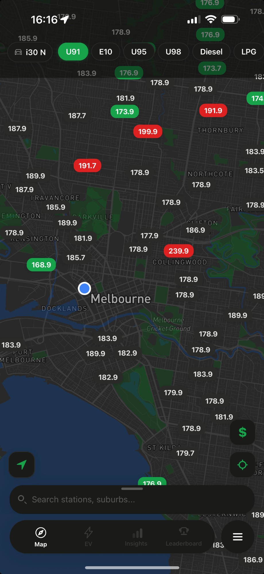 FuelSense live price map